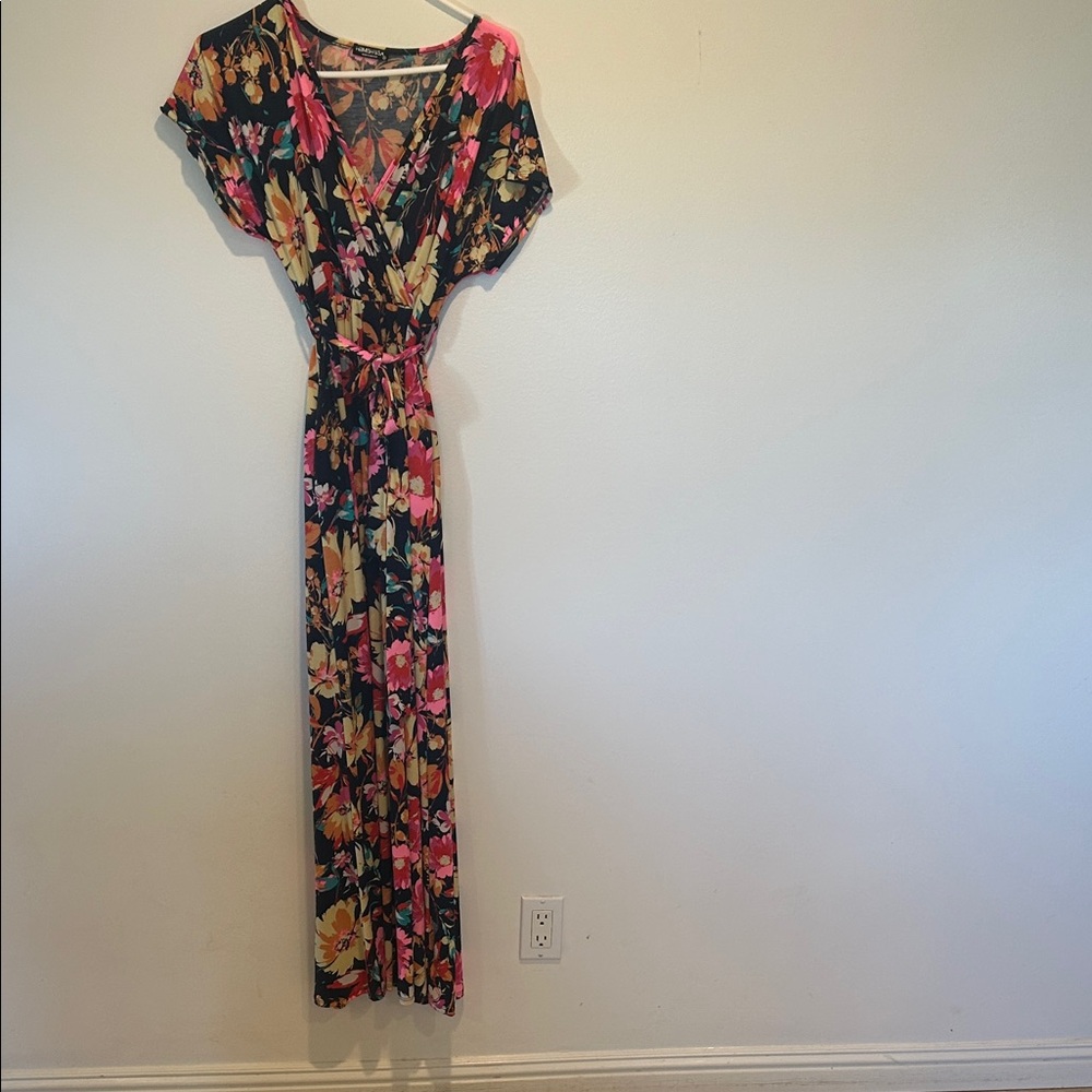 HEIMISH USA Floral Maxi Dress - Black and Pink